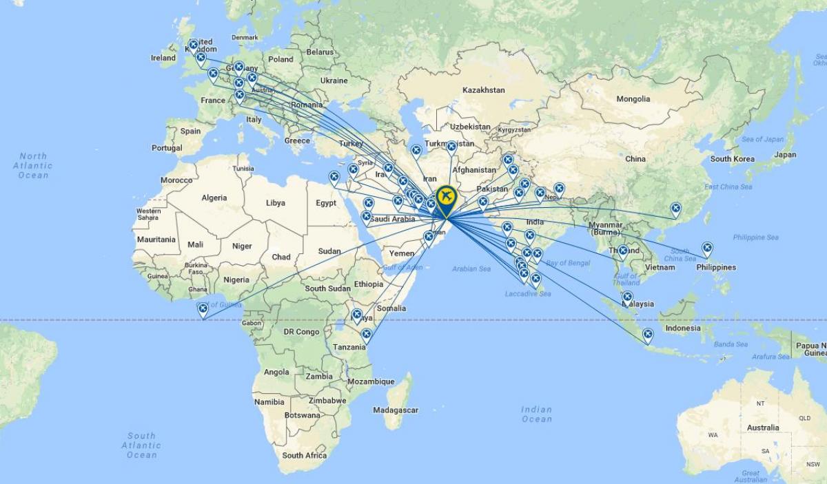 Oman air ruta de zbor hartă